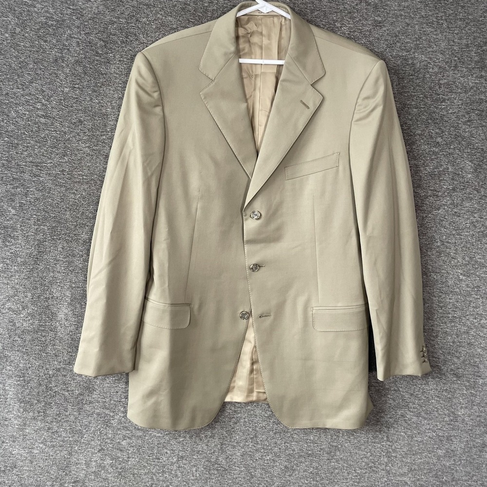 Ermenegildo Zegna Suit Jacket Mens 52L Beige Classic Wool Sport Coat Made Italyโ